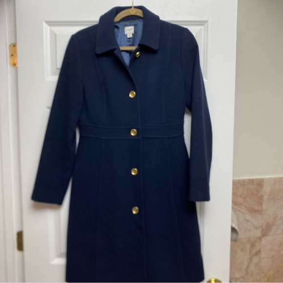 J.Crew Navy Classic Lady Day Coat in Wool Size 6 - Picture 3 of 9